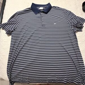 Izod Men's Striped Polo Shirt - Navy and White